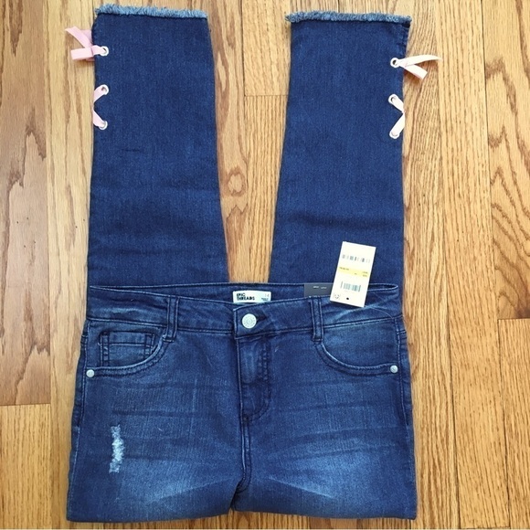 EPIC Threads Junior Mid Rise Denim Blue Distressed Stretch Skinny Jeans - Picture 4 of 16